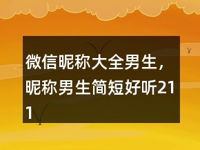 微信昵稱大全男生，昵稱男生簡(jiǎn)短好聽211條