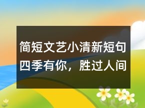 簡(jiǎn)短文藝小清新短句：四季有你，勝過人間無數(shù)212條