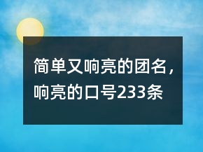簡單又響亮的團名，響亮的口號233條