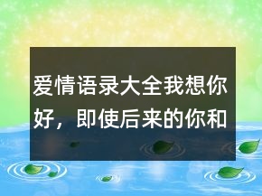 愛情語錄大全：我想你好，即使后來的你和我安然無關(guān)245條