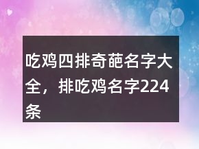 吃雞四排奇葩名字大全，排吃雞名字224條