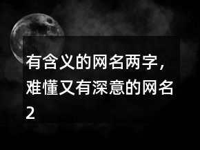有含義的網(wǎng)名兩字，難懂又有深意的網(wǎng)名248條