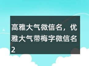 高雅大氣微信名，優(yōu)雅大氣帶梅字微信名206條