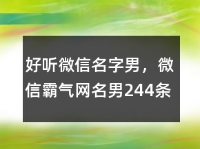 好聽(tīng)微信名字男，微信霸氣網(wǎng)名男244條