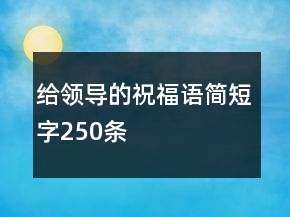 給領(lǐng)導的祝福語簡短字250條