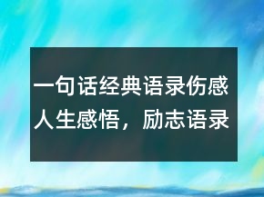一句話經(jīng)典語錄傷感人生感悟，勵(lì)志語錄經(jīng)典短句204條