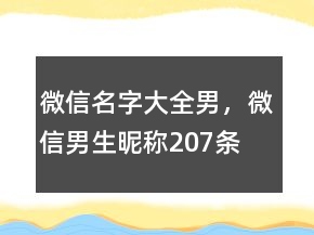 微信名字大全男，微信男生昵稱207條