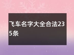 飛車名字大全合法235條