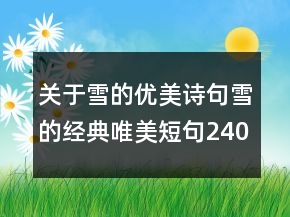 關(guān)于雪的優(yōu)美詩句雪的經(jīng)典唯美短句240條
