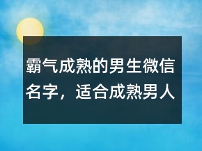 霸氣成熟的男生微信名字，適合成熟男人微信圖片214條