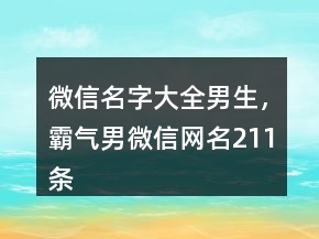 微信名字大全男生，霸氣男微信網(wǎng)名211條