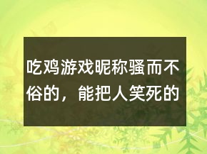 吃雞游戲昵稱騷而不俗的，能把人笑死的網(wǎng)名242條