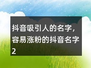 抖音吸引人的名字，容易漲粉的抖音名字220條