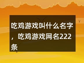 吃雞游戲叫什么名字，吃雞游戲網(wǎng)名222條
