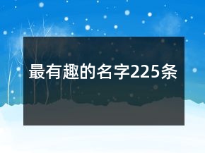 最有趣的名字225條