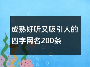 成熟好聽又吸引人的四字網(wǎng)名200條
