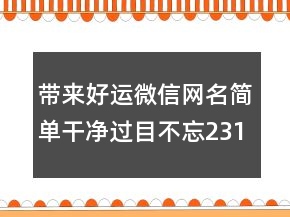 帶來(lái)好運(yùn)微信網(wǎng)名簡(jiǎn)單干凈過(guò)目不忘231條