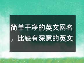 簡單干凈的英文網(wǎng)名，比較有深意的英文名字238條
