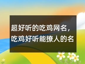 超好聽的吃雞網名，吃雞好聽能撩人的名字228條