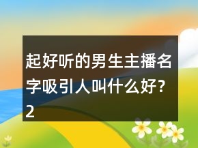 起好聽的男生主播名字吸引人叫什么好？234條