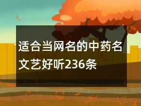 適合當(dāng)網(wǎng)名的中藥名文藝好聽236條