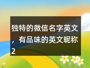 獨(dú)特的微信名字英文，有品味的英文昵稱227條