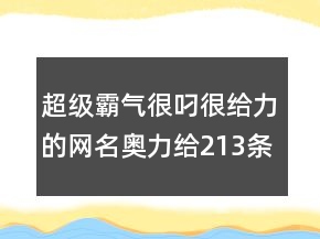超級霸氣很叼很給力的網(wǎng)名奧力給213條