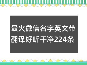 最火微信名字英文帶翻譯好聽干凈224條