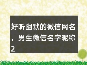 好聽(tīng)幽默的微信網(wǎng)名，男生微信名字昵稱(chēng)239條