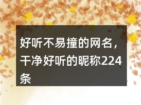 好聽不易撞的網(wǎng)名，干凈好聽的昵稱224條