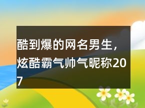 酷到爆的網(wǎng)名男生，炫酷霸氣帥氣昵稱207條