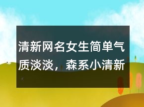 清新網(wǎng)名女生簡單氣質(zhì)淡淡，森系小清新女生網(wǎng)218條