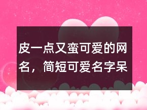 皮一點又蠻可愛的網(wǎng)名，簡短可愛名字呆萌200條