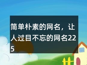 簡(jiǎn)單樸素的網(wǎng)名，讓人過目不忘的網(wǎng)名225條