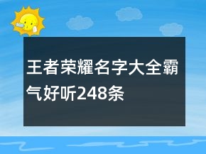 王者榮耀名字大全霸氣好聽(tīng)248條