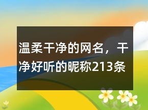 溫柔干凈的網(wǎng)名，干凈好聽的昵稱213條