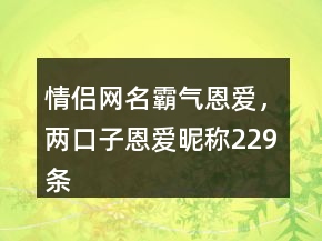 情侶網(wǎng)名霸氣恩愛，兩口子恩愛昵稱229條