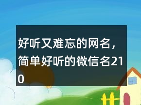 好聽又難忘的網(wǎng)名，簡單好聽的微信名210條