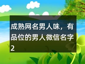成熟網(wǎng)名男人味，有品位的男人微信名字232條