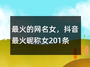 最火的網(wǎng)名女，抖音最火昵稱女201條