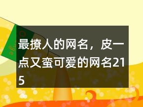 最撩人的網(wǎng)名，皮一點(diǎn)又蠻可愛的網(wǎng)名215條