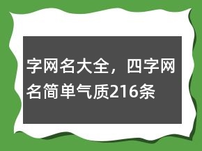 字網(wǎng)名大全，四字網(wǎng)名簡單氣質216條