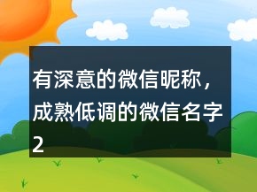 有深意的微信昵稱，成熟低調(diào)的微信名字238條