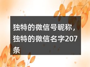 獨(dú)特的微信號(hào)昵稱，獨(dú)特的微信名字207條