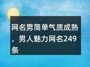 網(wǎng)名男簡(jiǎn)單氣質(zhì)成熟，男人魅力網(wǎng)名249條