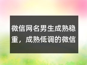 微信網(wǎng)名男生成熟穩(wěn)重，成熟低調(diào)的微信名字234條