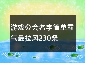游戲公會名字簡單霸氣最拉風(fēng)230條
