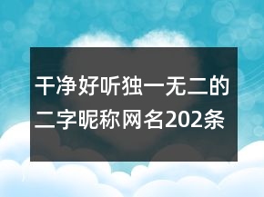 干凈好聽獨(dú)一無二的二字昵稱網(wǎng)名202條