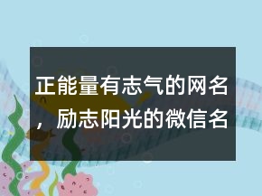 正能量有志氣的網(wǎng)名，勵志陽光的微信名字204條