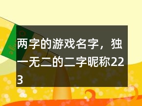 兩字的游戲名字，獨一無二的二字昵稱223條